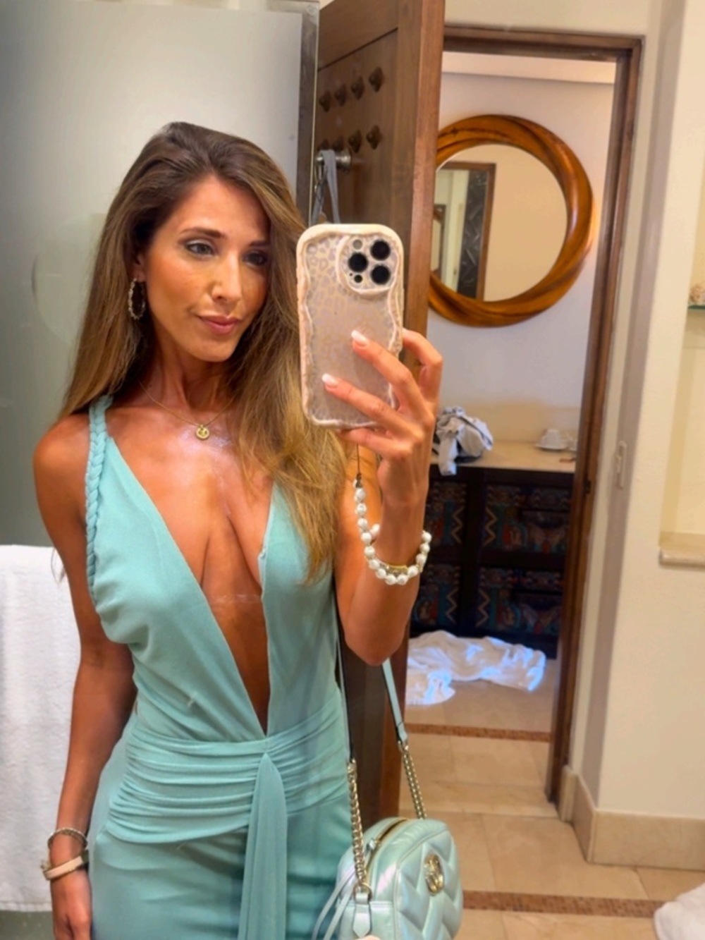 Mint Green Plunge V-Neck Dress